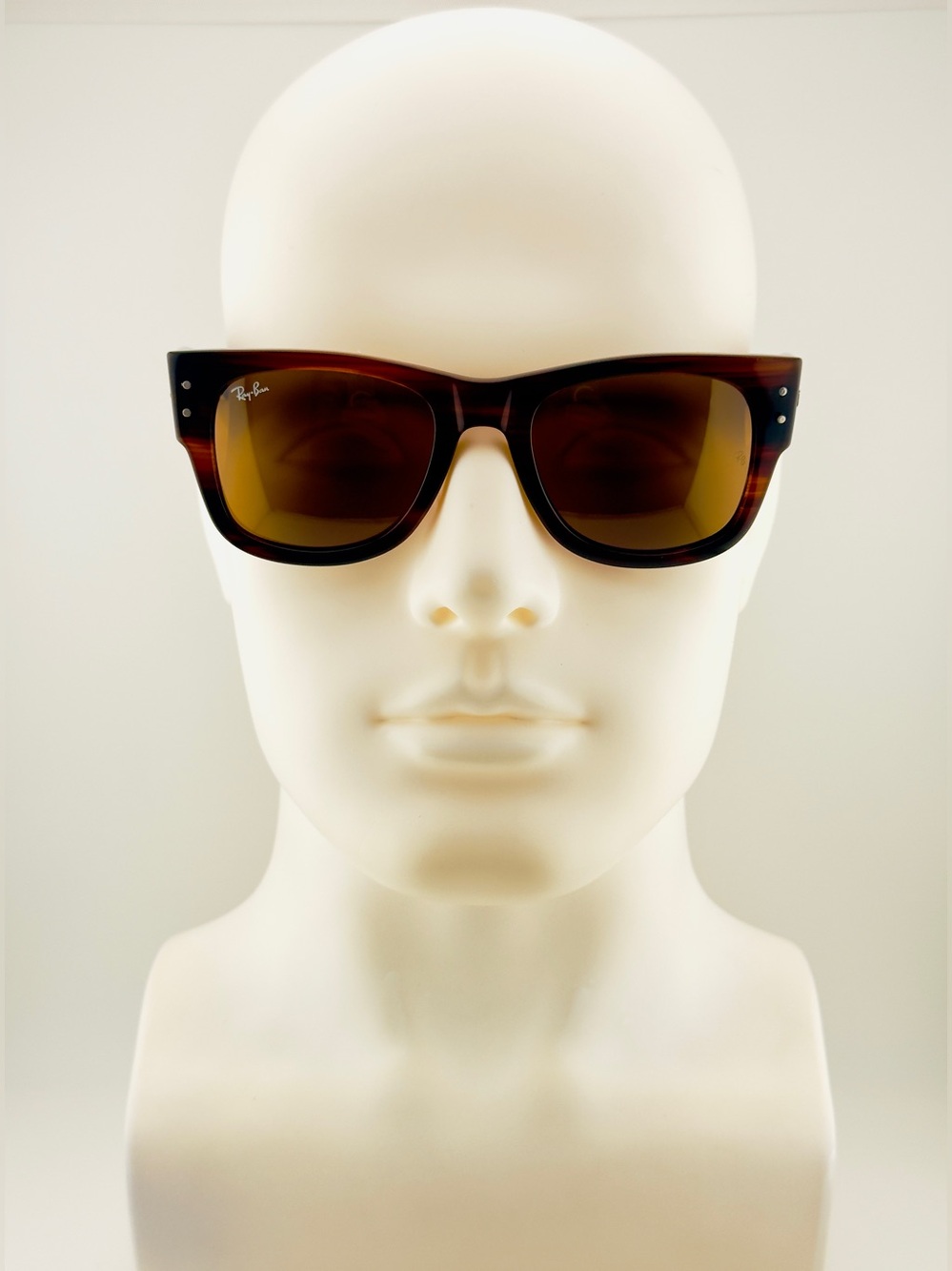Ray-Ban Mega Wayfarer Sunglasses RB0840S Polished Striped Havana Brown Lenses - Picture 3 of 14
